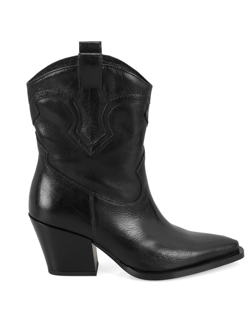 Kadın Siyah Deri Kovboy Bot Kadın Siyah Deri Kovboy Bot