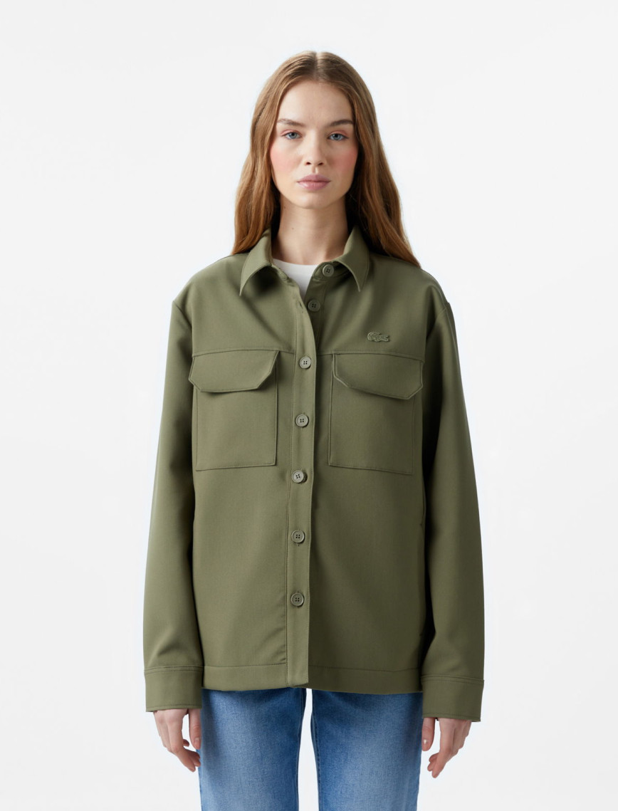 Lacoste Kadın Regular Fit Haki Gömlek Lacoste Kadın Regular Fit Haki Gömlek