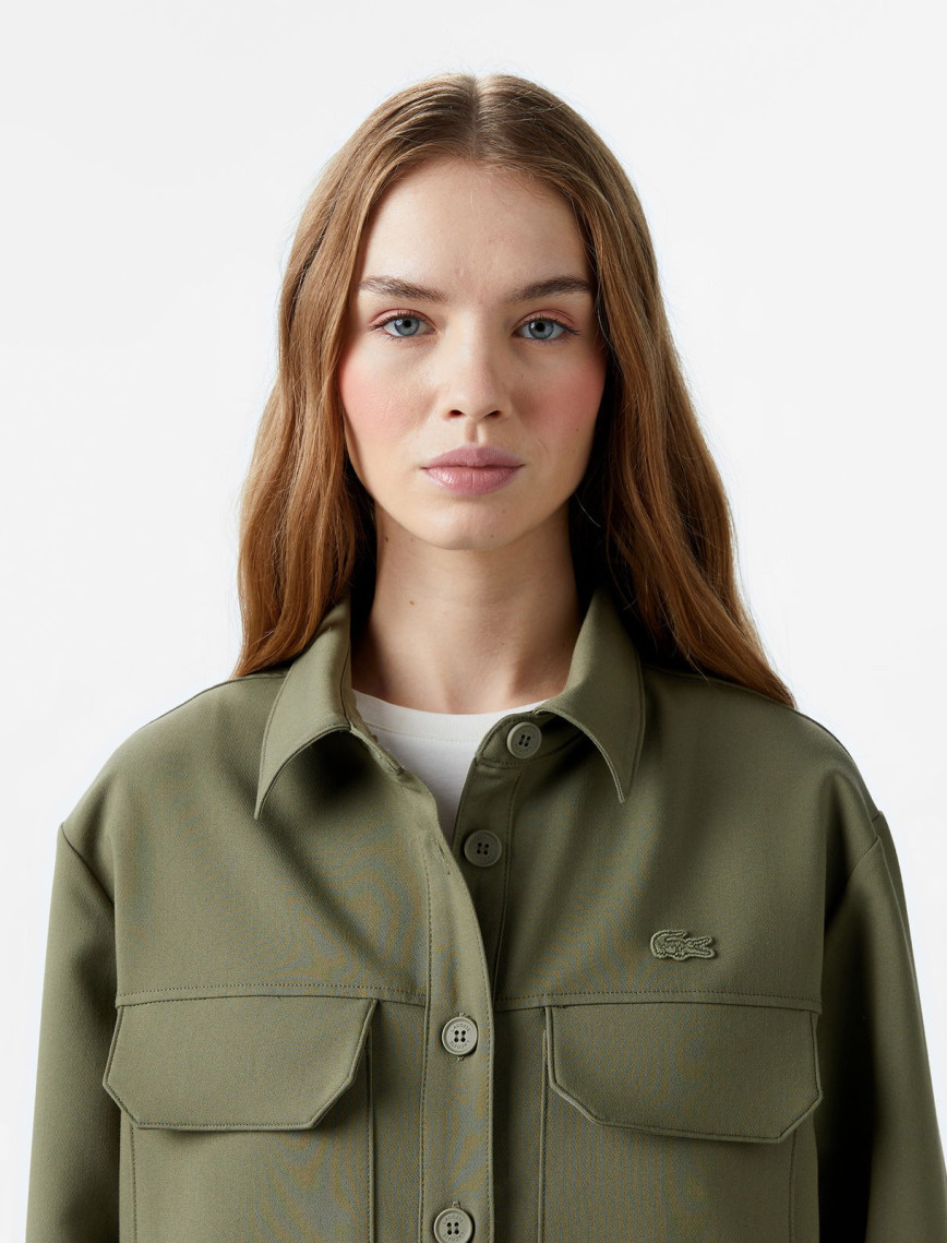 Lacoste Kadın Regular Fit Haki Gömlek Lacoste Kadın Regular Fit Haki Gömlek