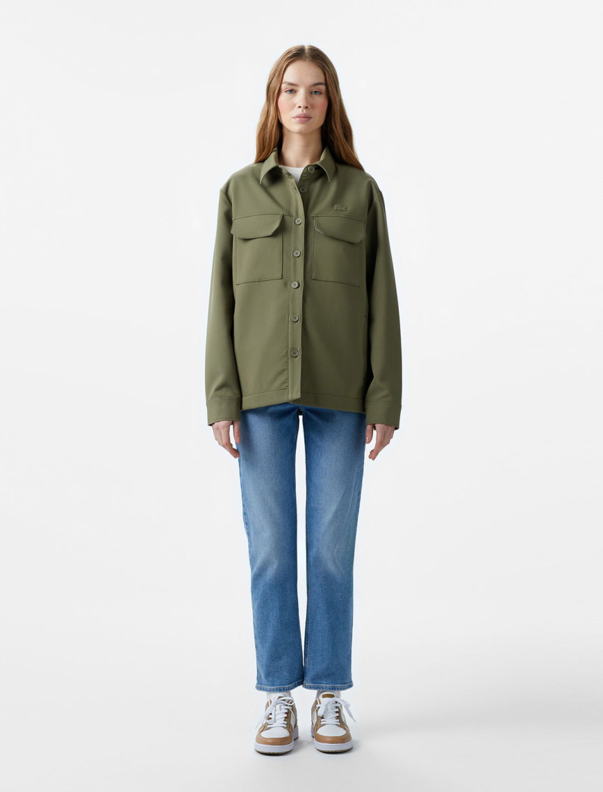 Lacoste Kadın Regular Fit Haki Gömlek Lacoste Kadın Regular Fit Haki Gömlek