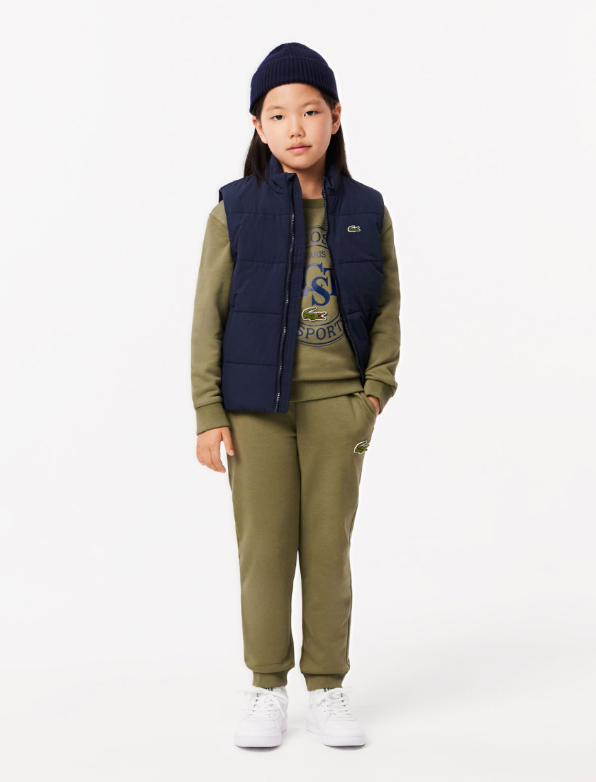 Lacoste Çocuk Bisiklet Yaka Baskılı Haki Sweatshirt