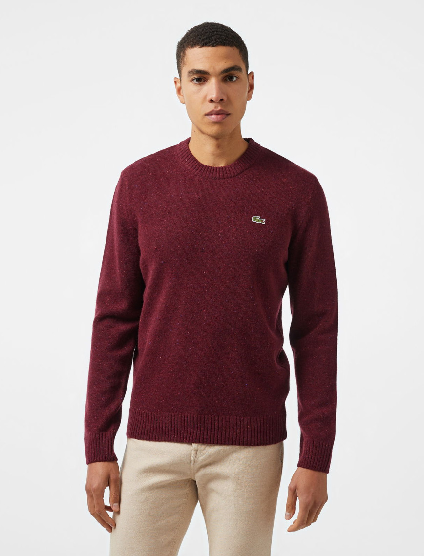 Lacoste Erkek Regular Fit Bisiklet Yaka Yün Bordo Triko Lacoste Erkek Regular Fit Bisiklet Yaka Yün Bordo Triko