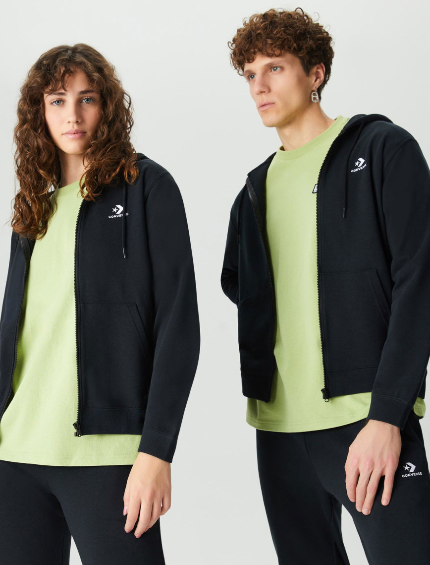 Converse Go-To Embroidered Star Chevron Unisex Siyah Kapüşonlu Eşofman Üstü Converse Go-To Embroidered Star Chevron Unisex Siyah Kapüşonlu Eşofman Üstü