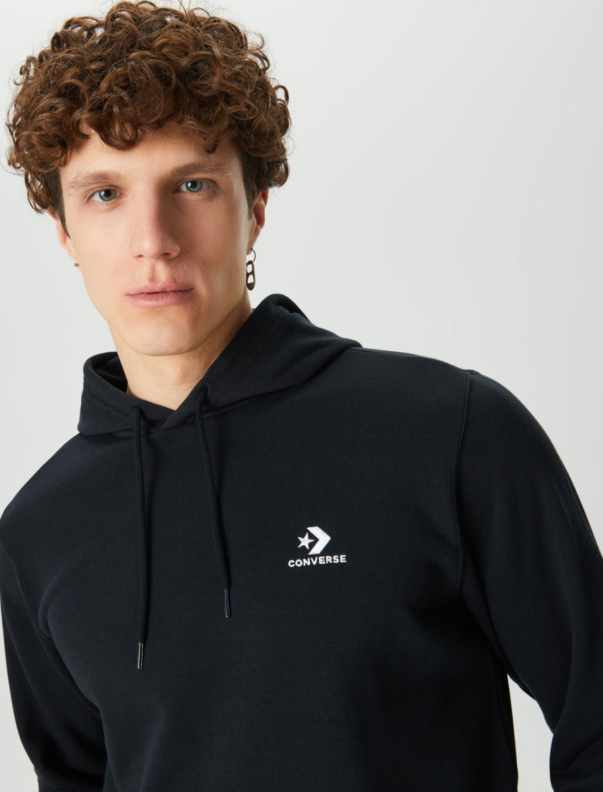 Converse Go-To Embroidered Star Chevron Unisex Siyah Hoodie Converse Go-To Embroidered Star Chevron Unisex Siyah Hoodie