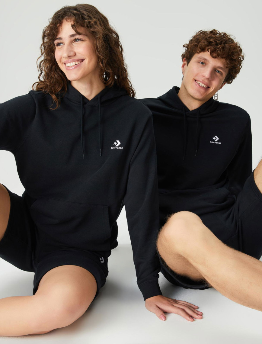 Converse Go-To Embroidered Star Chevron Unisex Siyah Hoodie Converse Go-To Embroidered Star Chevron Unisex Siyah Hoodie