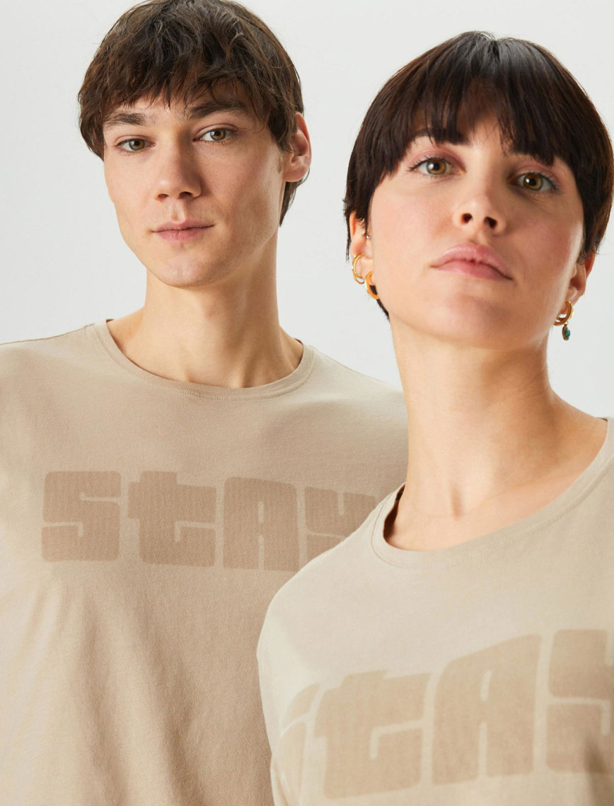 The Stay Line Ghost Print Unisex Bej T-Shirt The Stay Line Ghost Print Unisex Bej T-Shirt