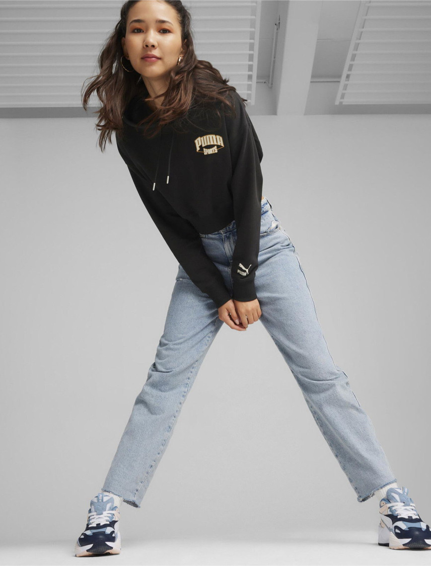 Puma Team Cropped Kadın Siyah Hoodie Puma Team Cropped Kadın Siyah Hoodie