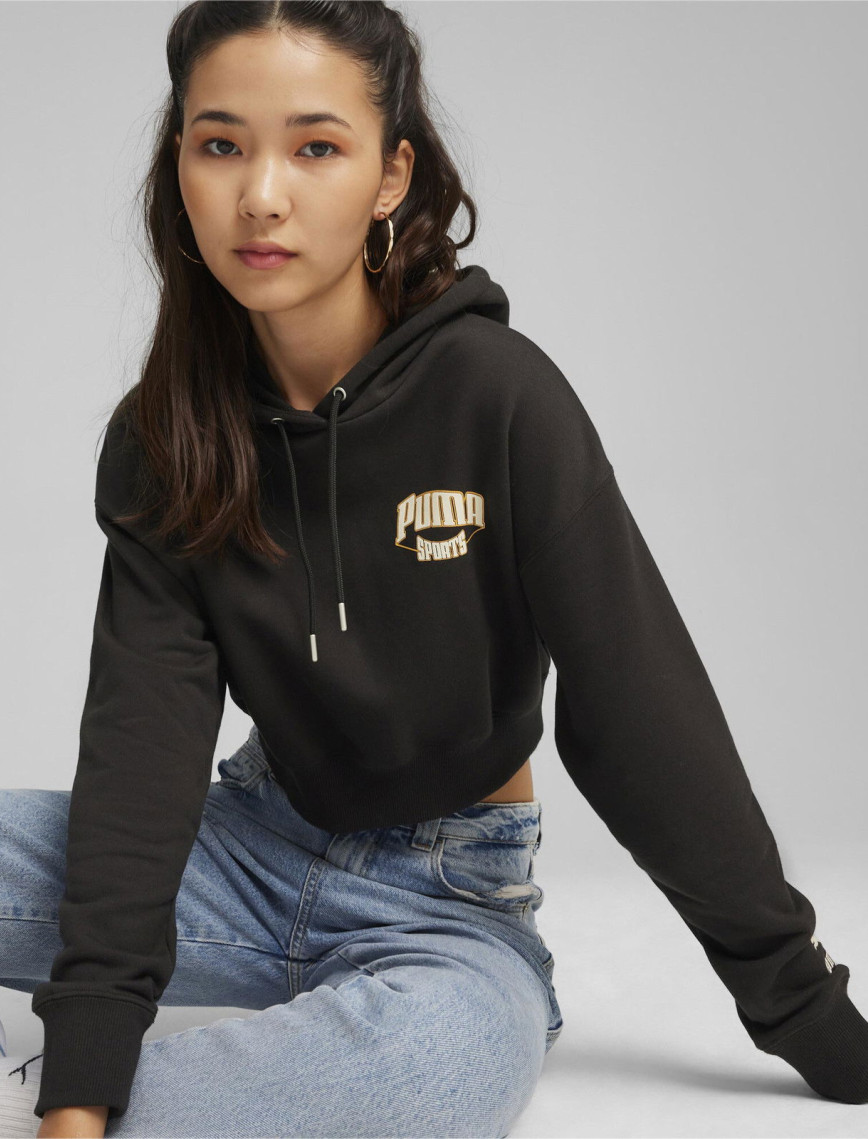 Puma Team Cropped Kadın Siyah Hoodie Puma Team Cropped Kadın Siyah Hoodie