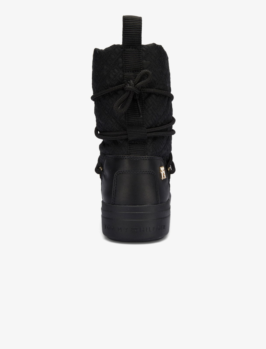 Tommy Hilfiger Lace-Up Monogram Kadın Siyah Bot Tommy Hilfiger Lace-Up Monogram Kadın Siyah Bot