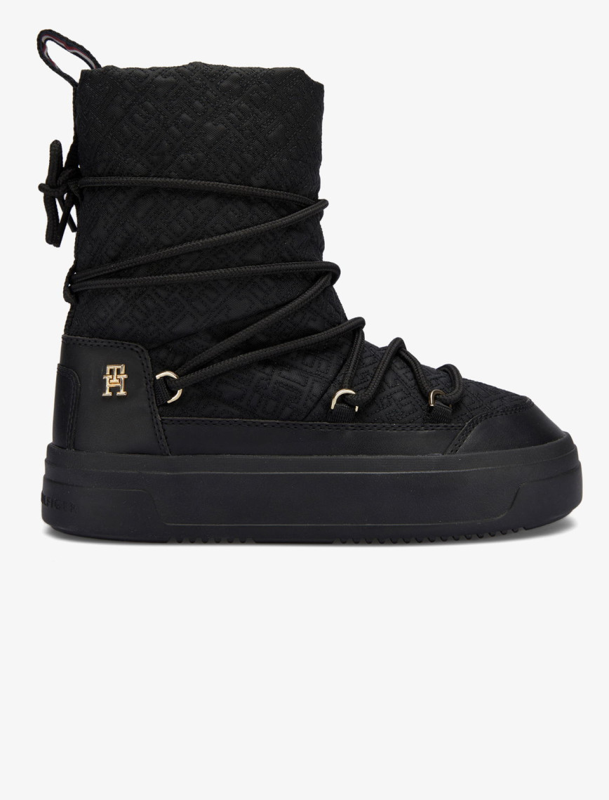 Tommy Hilfiger Lace-Up Monogram Kadın Bej Bot Tommy Hilfiger Lace-Up Monogram Kadın Bej Bot