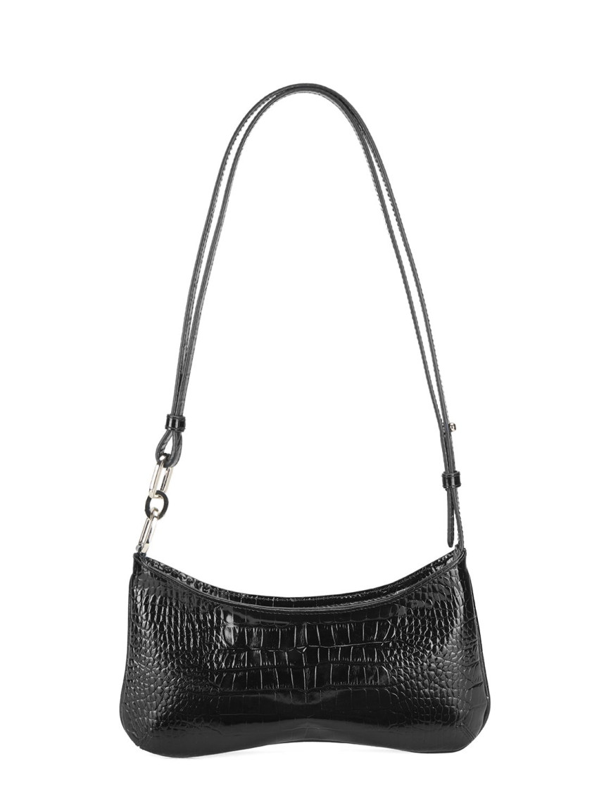 Deran Siyah Kadın Deri Kroko Baskılı Omuz Çantası Deran Siyah Kadın Deri Kroko Baskılı Omuz Çantası