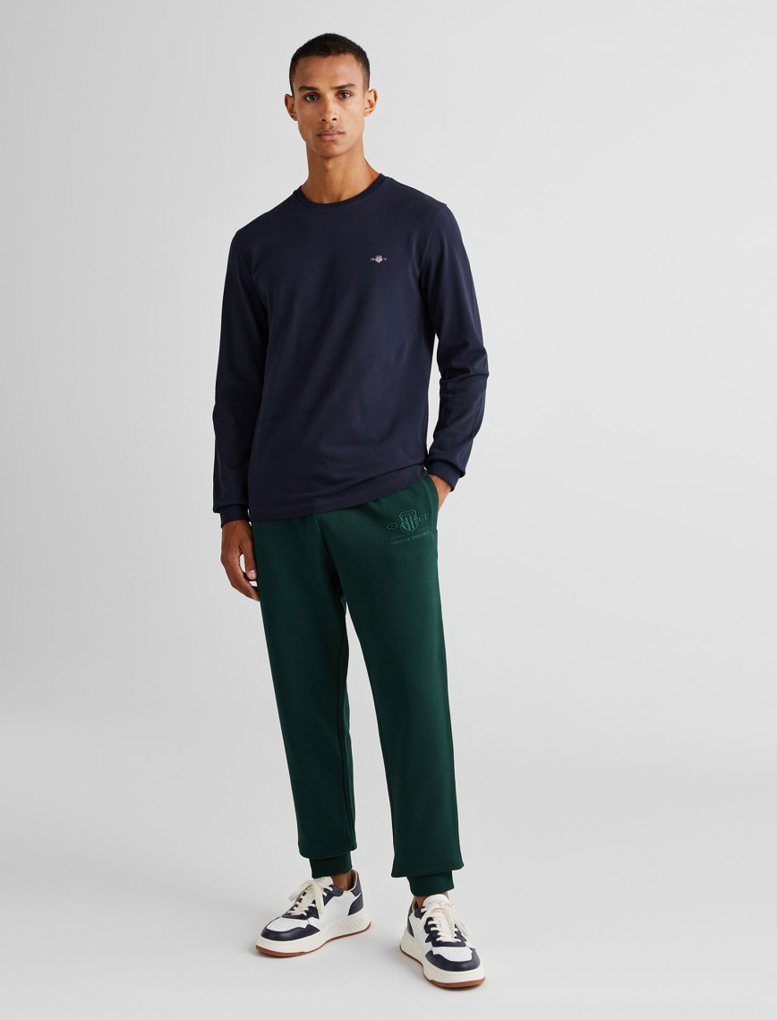 GANT Erkek Lacivert Slim Fit Bisiklet Yaka Uzun Kollu T-Shirt GANT Erkek Lacivert Slim Fit Bisiklet Yaka Uzun Kollu T-Shirt