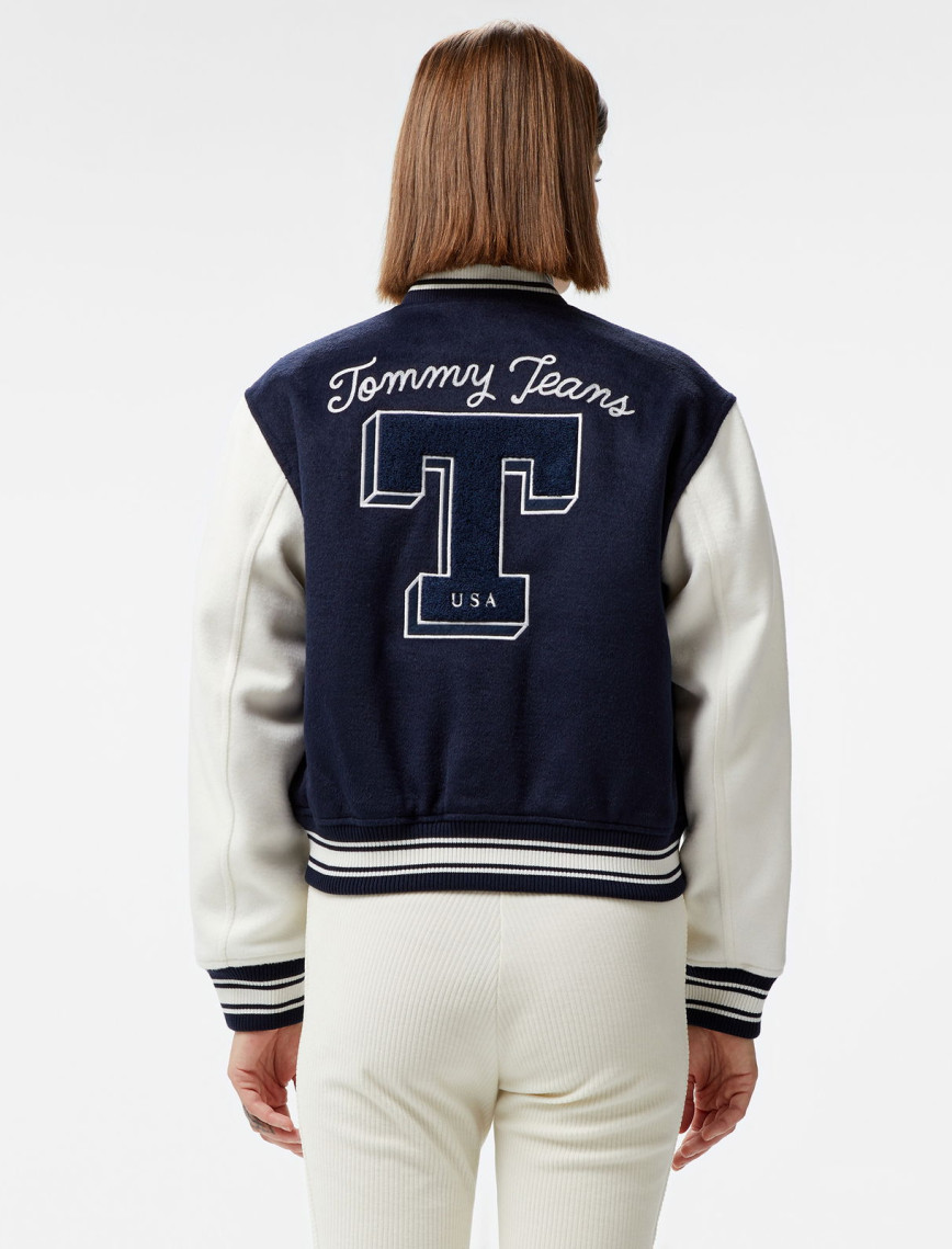 Tommy Jeans Letterman Kadın Mavi Ceket