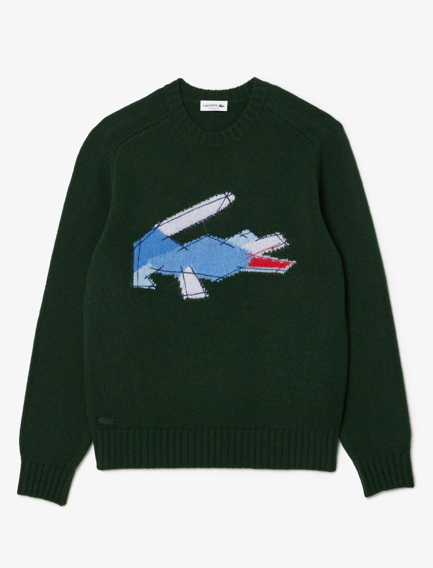 Lacoste Erkek Classic Fit Bisiklet Yaka Yün Siyah Kazak