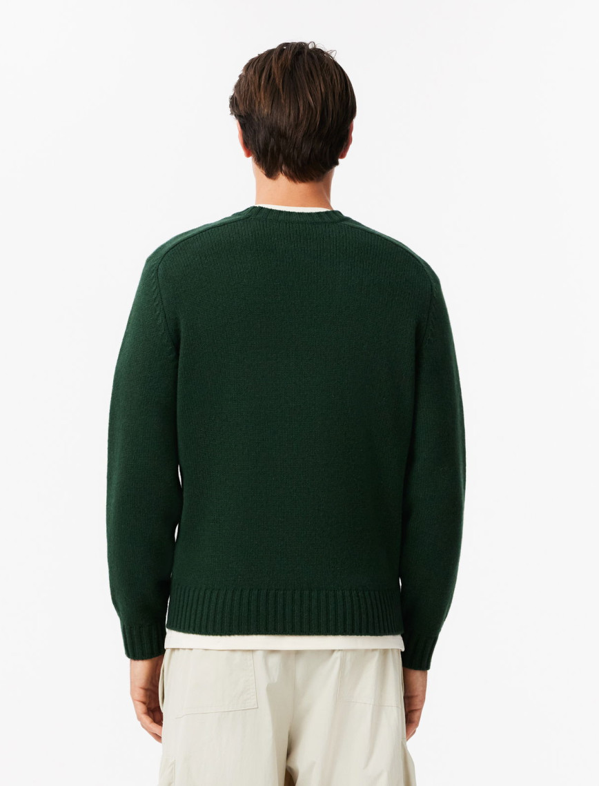 Lacoste Erkek Classic Fit Bisiklet Yaka Yün Siyah Kazak