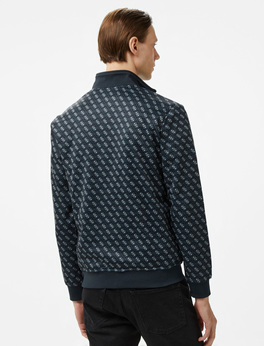 Guess Korbin Full Zip Trac Printed Double Knit Eco Erkek Siyah Sweatshirt Guess Korbin Full Zip Trac Printed Double Knit Eco Erkek Siyah Sweatshirt