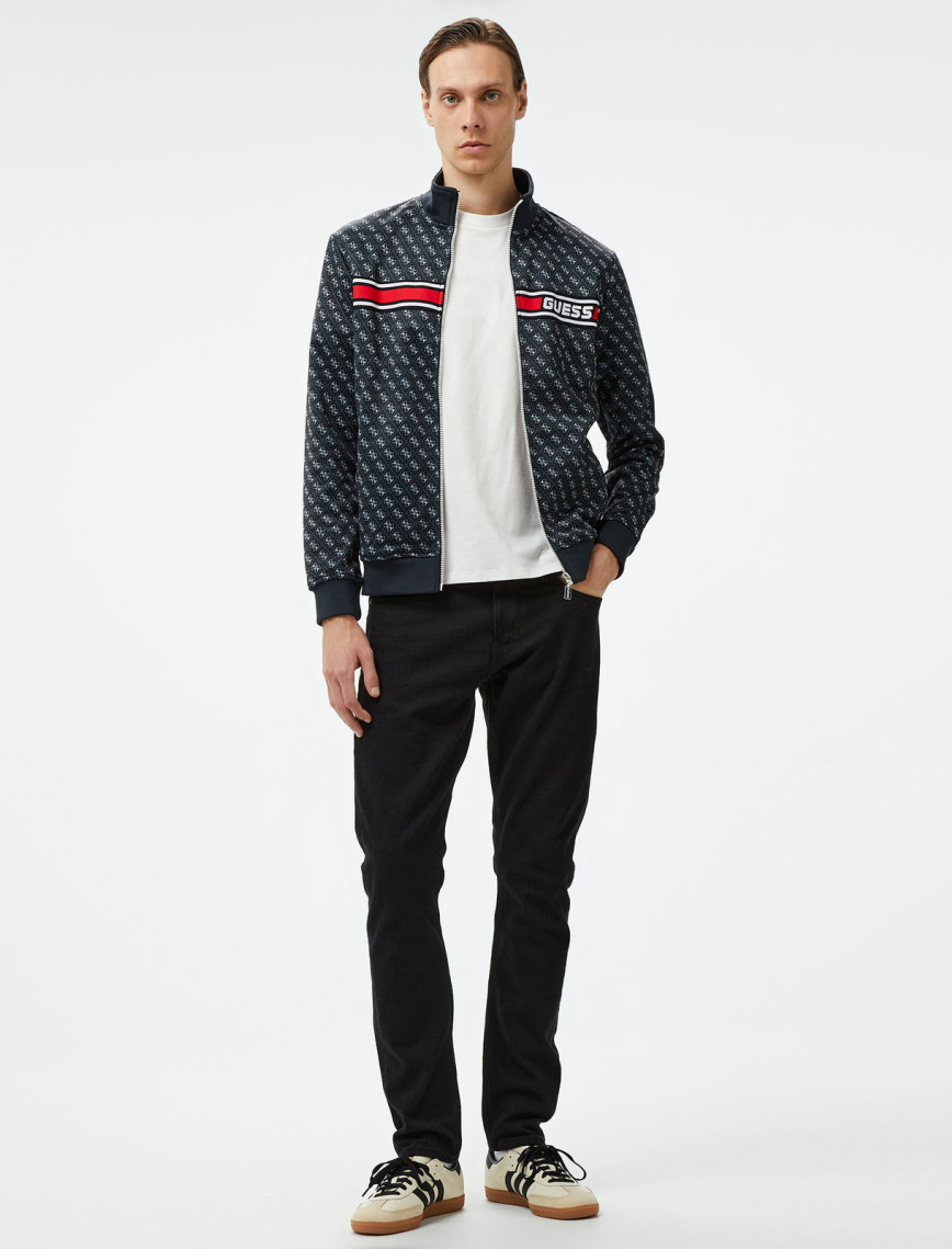 Guess Korbin Full Zip Trac Printed Double Knit Eco Erkek Siyah Sweatshirt Guess Korbin Full Zip Trac Printed Double Knit Eco Erkek Siyah Sweatshirt