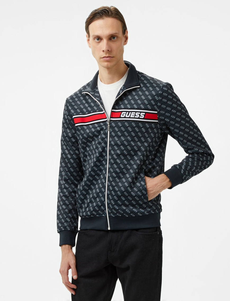 Guess Korbin Full Zip Trac Printed Double Knit Eco Erkek Siyah Sweatshirt Guess Korbin Full Zip Trac Printed Double Knit Eco Erkek Siyah Sweatshirt