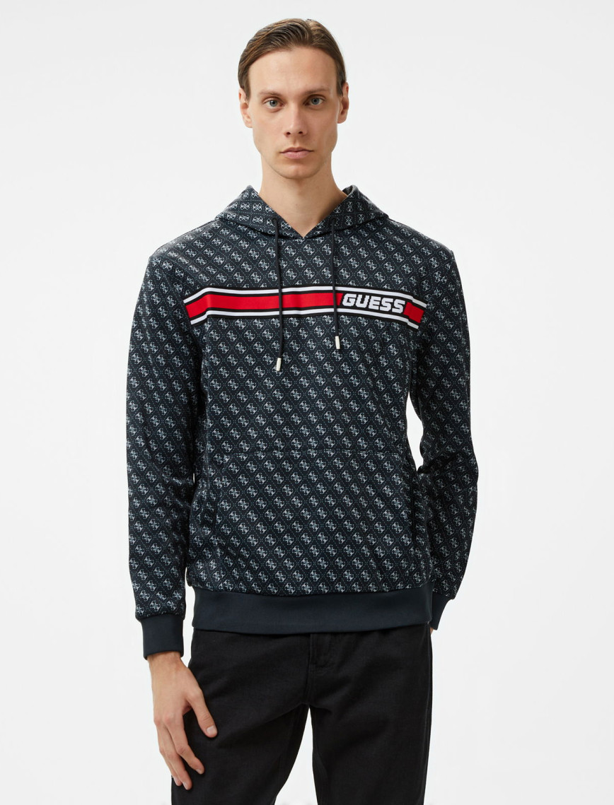 Guess Korbin Printed Double Knit Eco Erkek Siyah Sweatshirt Guess Korbin Printed Double Knit Eco Erkek Siyah Sweatshirt