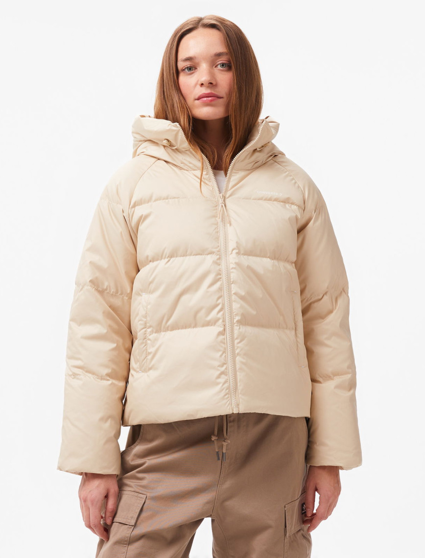 Converse Kadın Kapüşonlu Krem Şişme Mont Converse Kadın Kapüşonlu Krem Şişme Mont