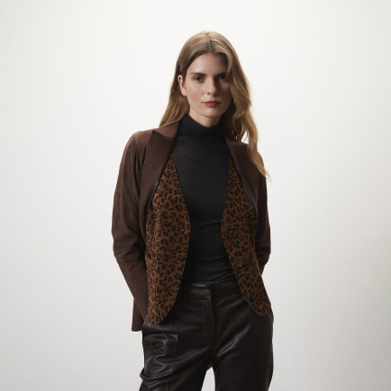 Liona Leopar Baskılı Kadın Çift Taraflı Yelek Liona Leopar Baskılı Kadın Çift Taraflı Yelek