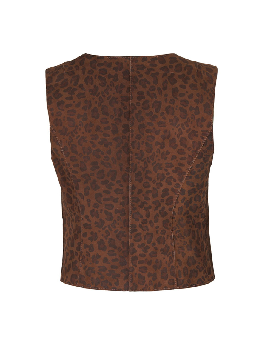 Liona Leopar Baskılı Kadın Çift Taraflı Yelek Liona Leopar Baskılı Kadın Çift Taraflı Yelek