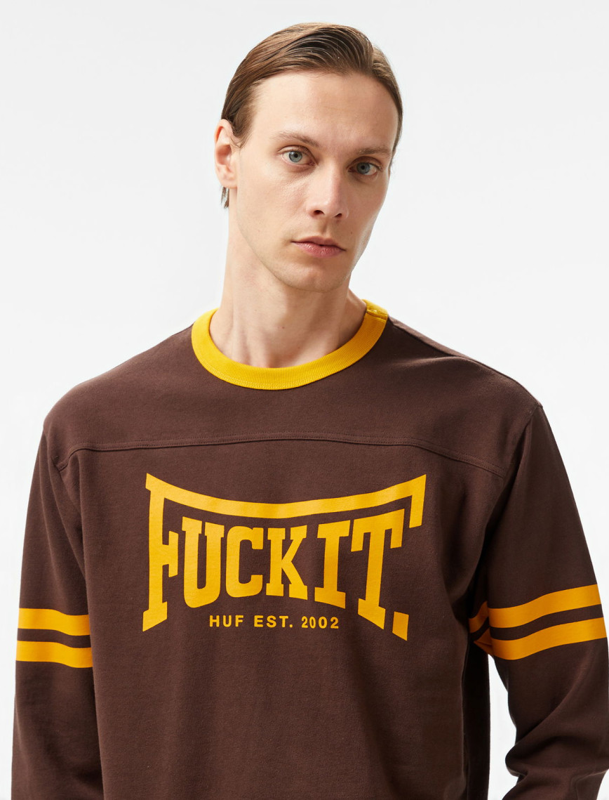 HUF Exeter Football Shirt Erkek Kahverengi T-Shirt HUF Exeter Football Shirt Erkek Kahverengi T-Shirt