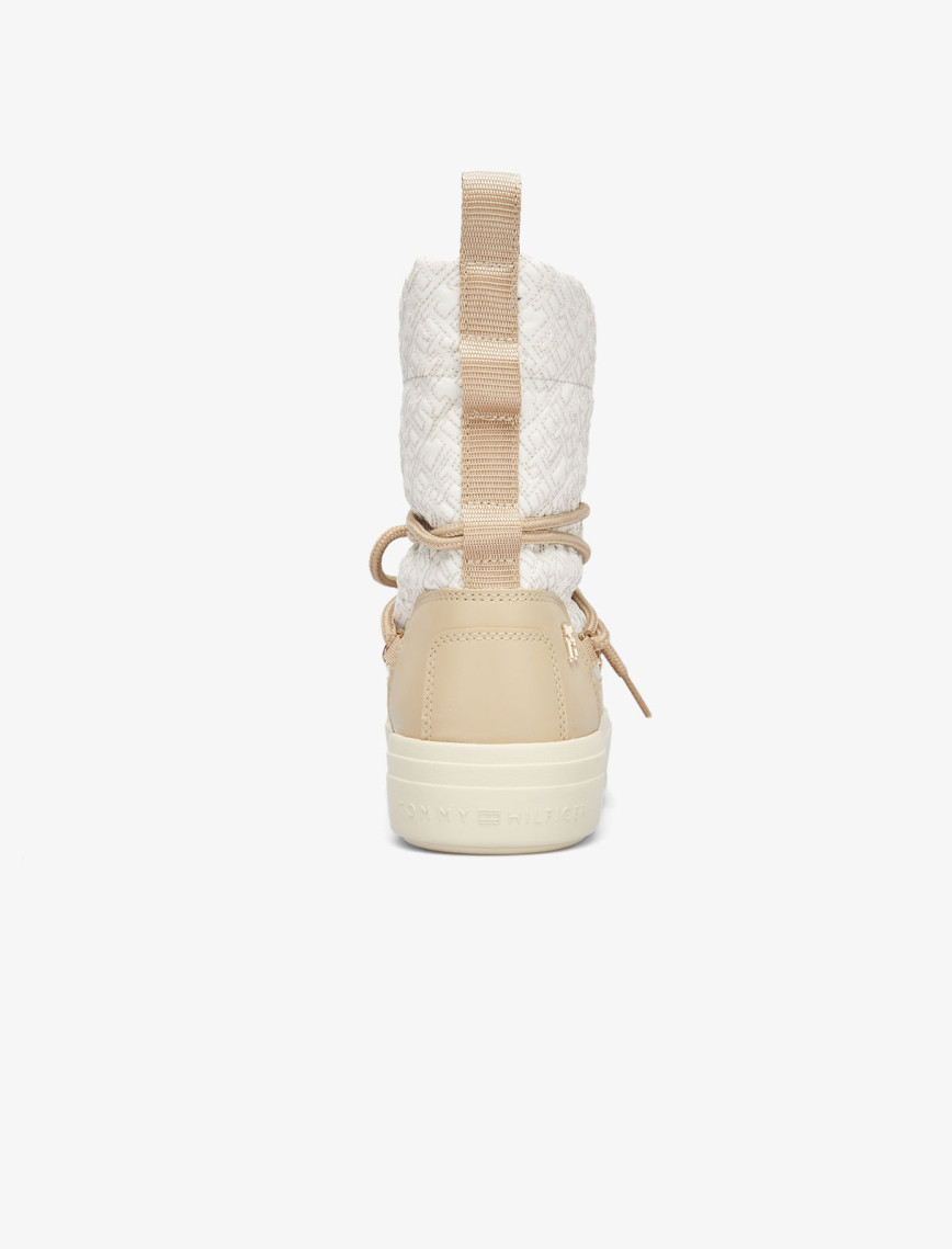 Tommy Hilfiger Lace-Up Monogram Kadın Bej Bot Tommy Hilfiger Lace-Up Monogram Kadın Bej Bot