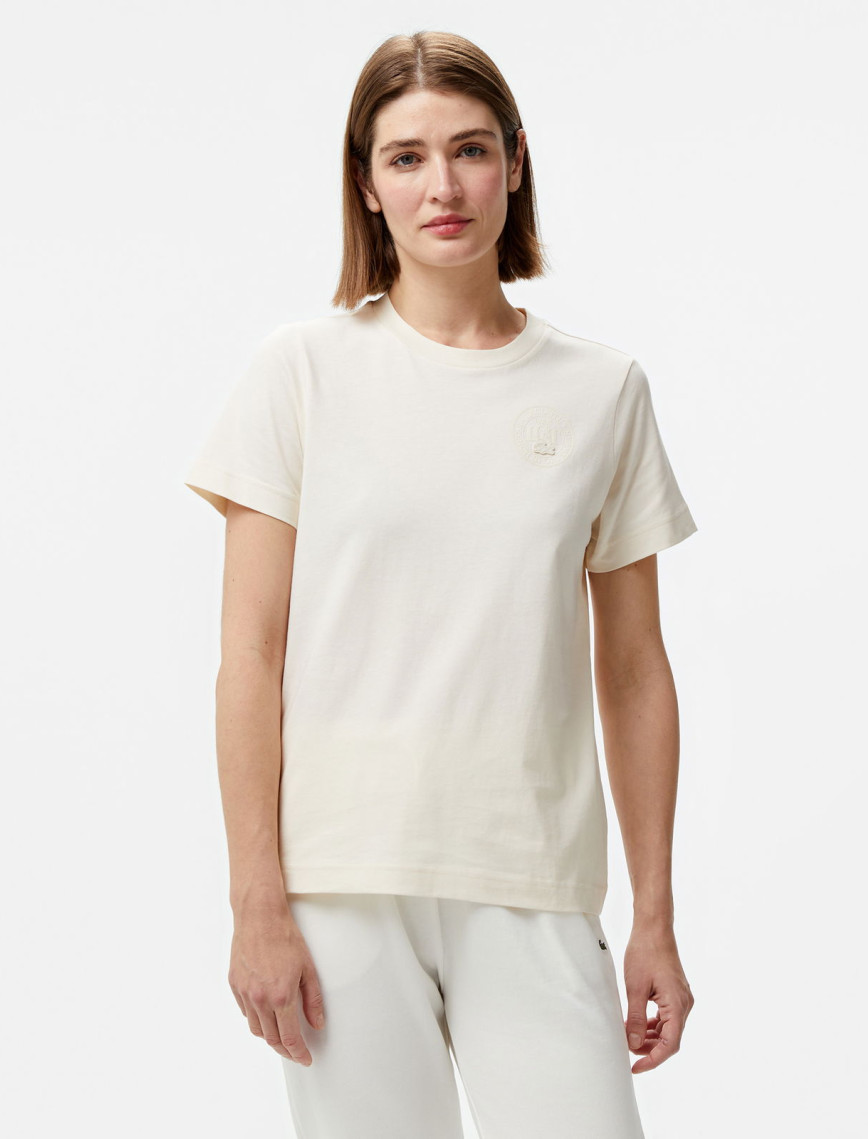 Lacoste Classic Kadın Krem T-Shirt Lacoste Classic Kadın Krem T-Shirt