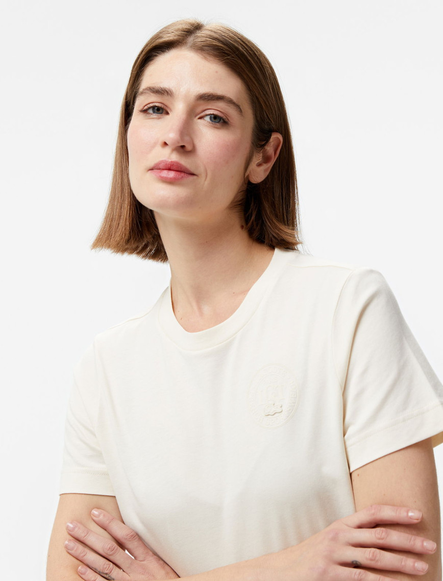 Lacoste Classic Kadın Krem T-Shirt Lacoste Classic Kadın Krem T-Shirt