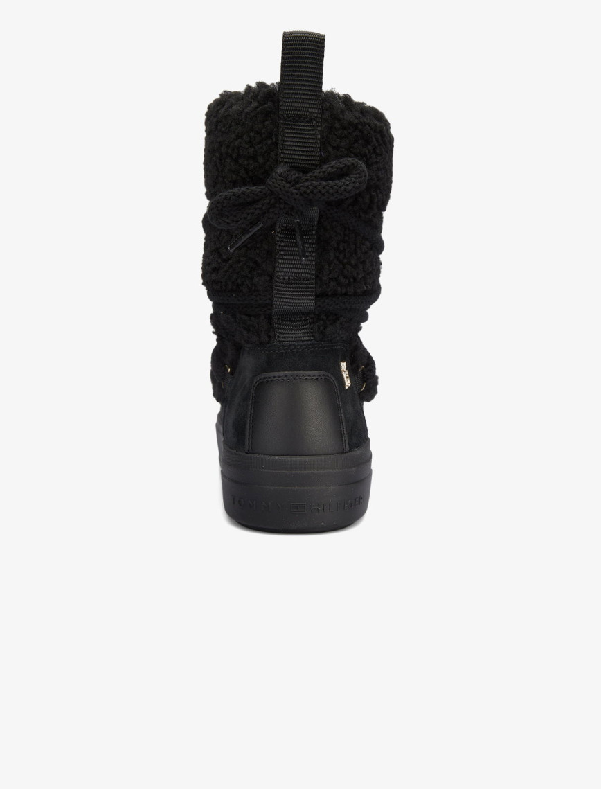 Tommy Hilfiger Lace-Up Faux Shearling Kadın Siyah Bot Tommy Hilfiger Lace-Up Faux Shearling Kadın Siyah Bot