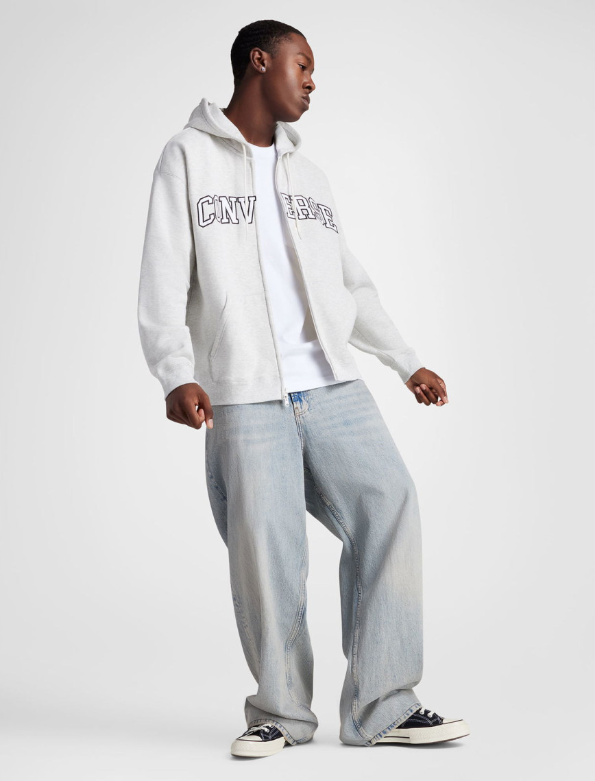 Converse Erkek Fermuarlı Gri Hoodie Converse Erkek Fermuarlı Gri Hoodie