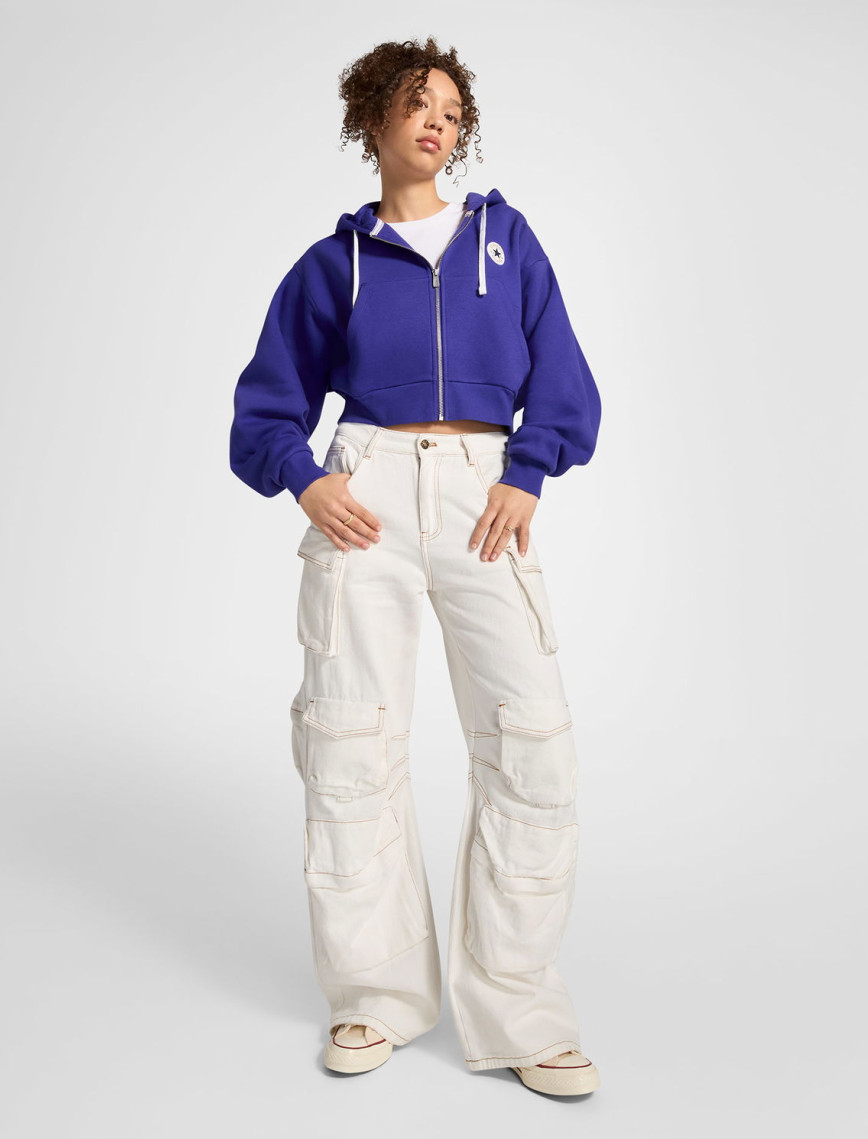 Converse Kadın Mavi Fermuarlı Hoodie