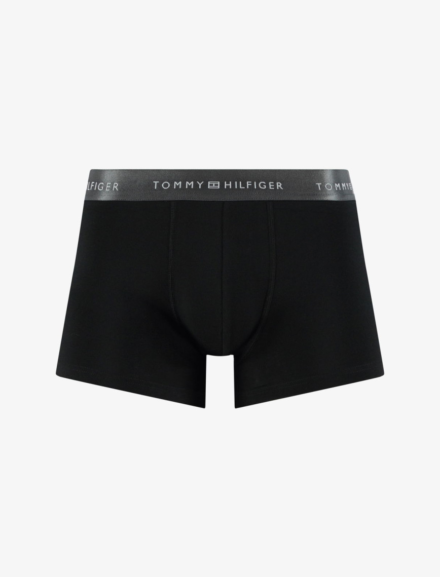 Tommy Hilfiger Trunk 3'lü Erkek Metalik Logo Siyah Boxer