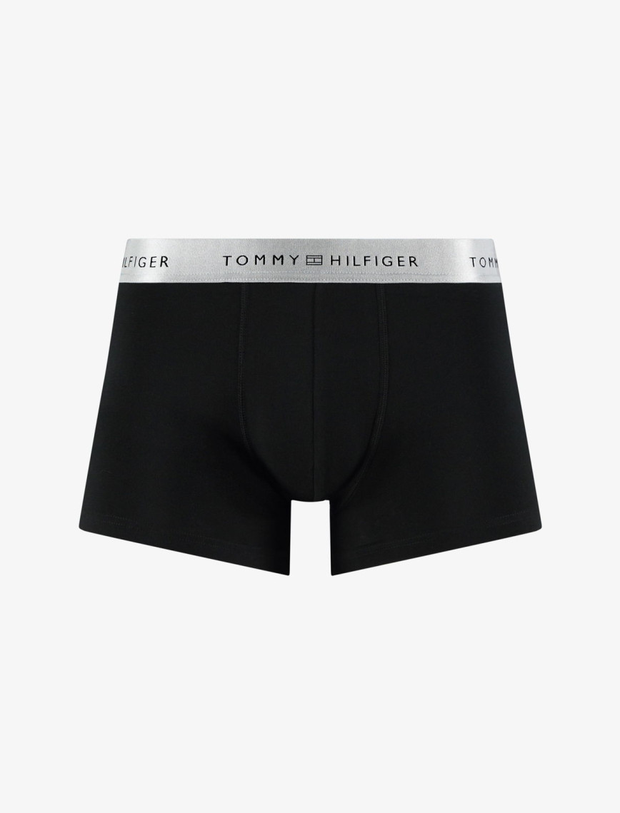 Tommy Hilfiger Trunk 3'lü Erkek Metalik Logo Siyah Boxer