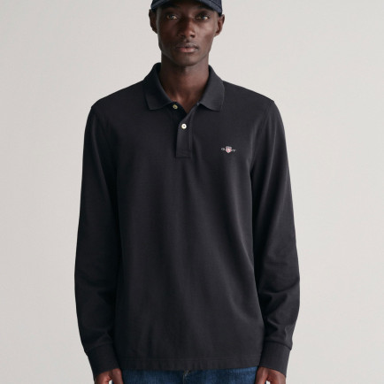 GANT Erkek Siyah Regular Fit Uzun Kollu Polo