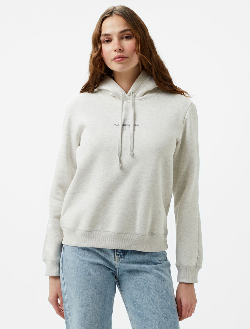 Calvin Klein Jeans Monologo Regular Kadın Beyaz Hoodie Calvin Klein Jeans Monologo Regular Kadın Beyaz Hoodie