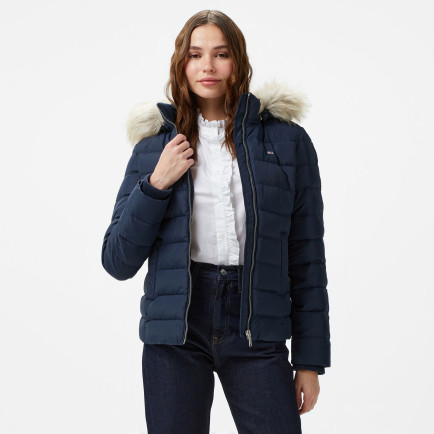 Tommy Hilfiger Jeans Basic Hooded Down Kadın Lacivert Mont