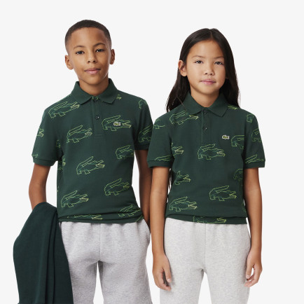 Lacoste Çocuk Baskılı Koyu Yeşil Polo Lacoste Çocuk Baskılı Koyu Yeşil Polo