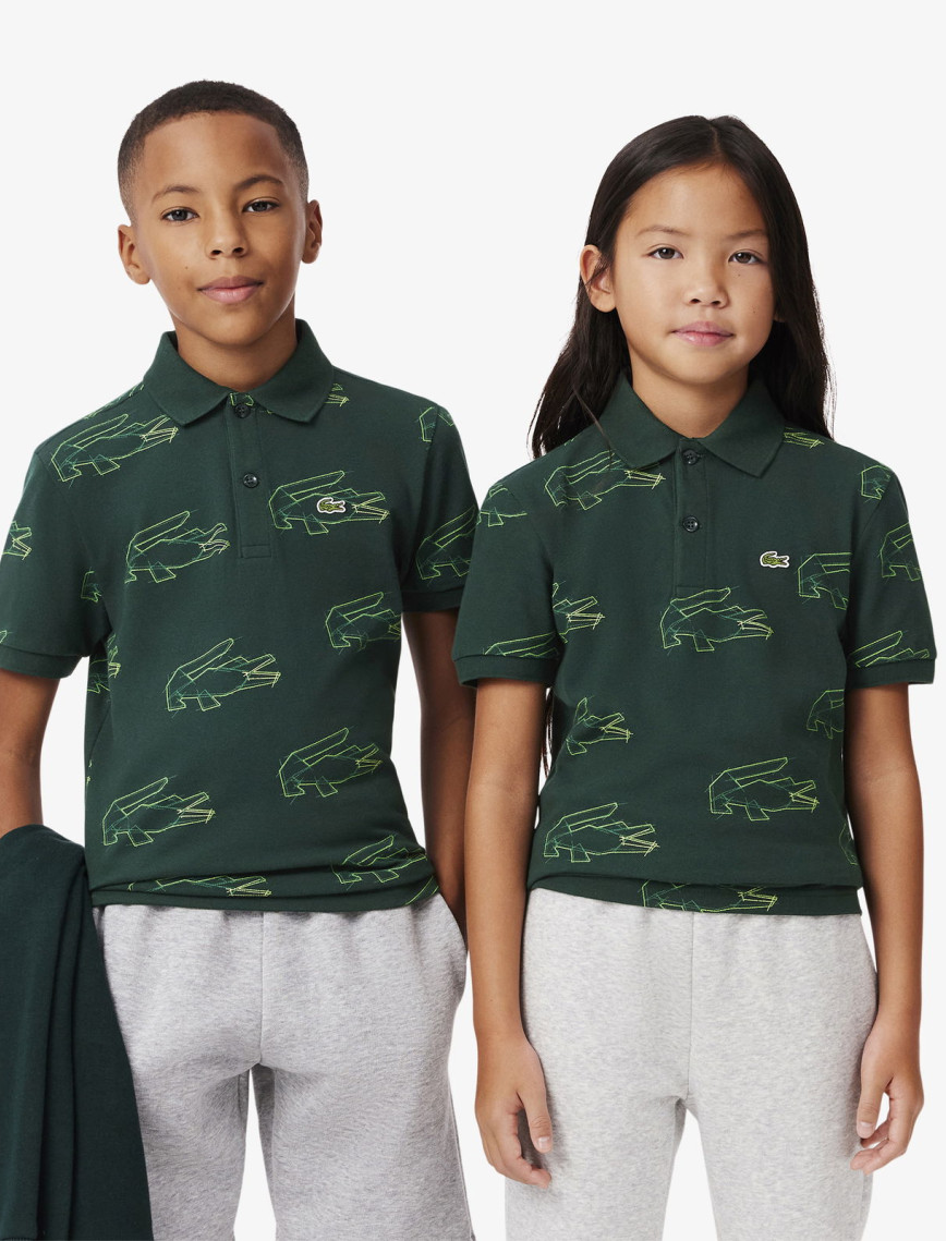 Lacoste Çocuk Baskılı Koyu Yeşil Polo Lacoste Çocuk Baskılı Koyu Yeşil Polo