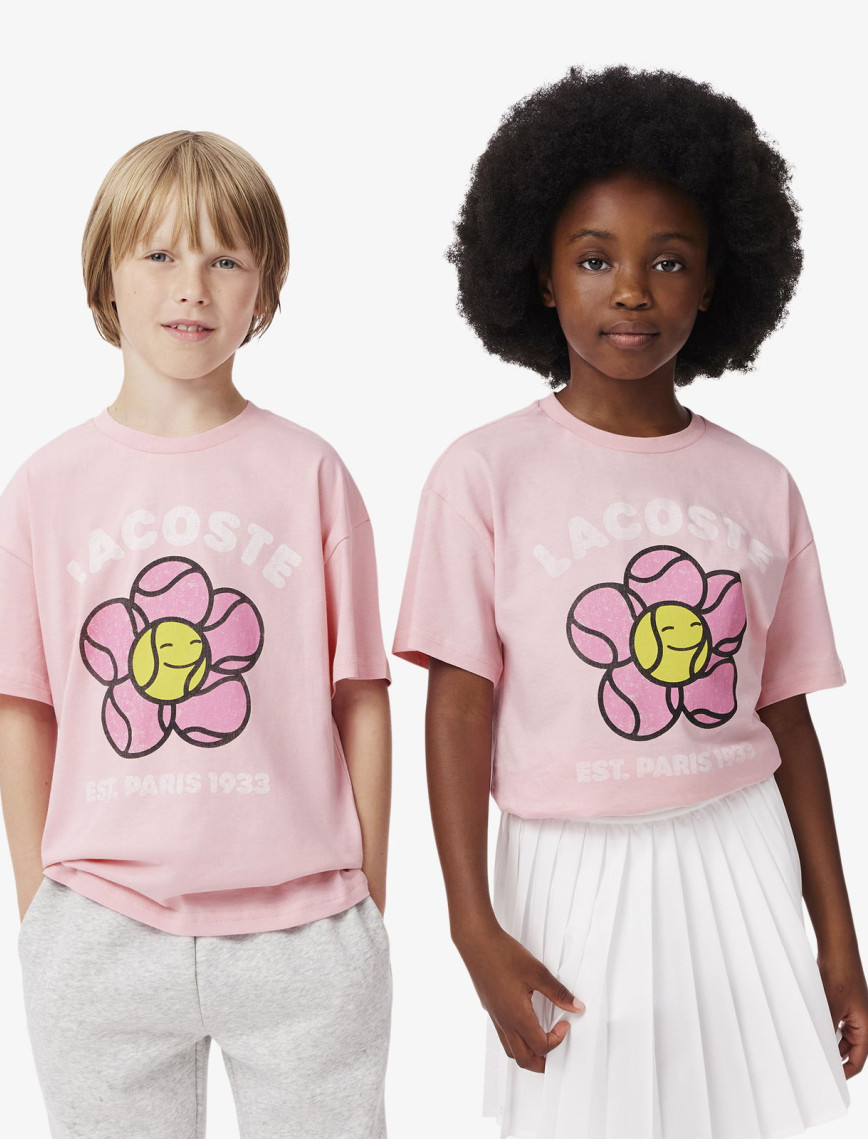 Lacoste Çocuk Baskılı Pembe T-Shirt Lacoste Çocuk Baskılı Pembe T-Shirt
