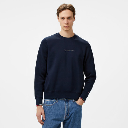 Tommy Hilfiger Tommy Logo Tipped Crewneck Erkek Mavi Sweatshirt Tommy Hilfiger Tommy Logo Tipped Crewneck Erkek Mavi Sweatshirt