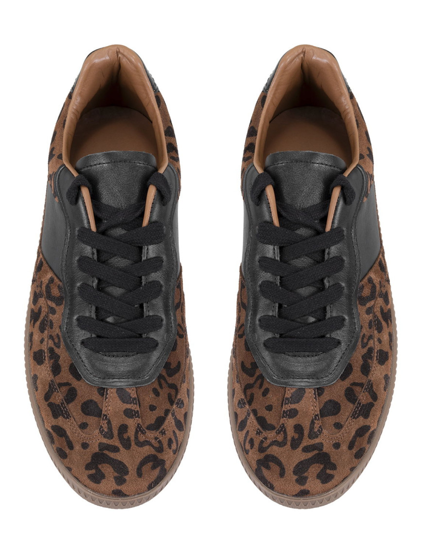 Kadın Leopar Baskılı Deri Sneaker Kadın Leopar Baskılı Deri Sneaker