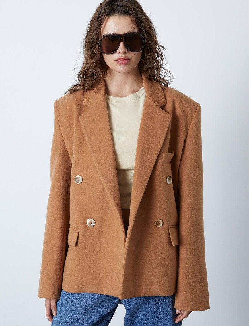 Kruvaze Kaşe Ceket Kruvaze Kaşe Ceket