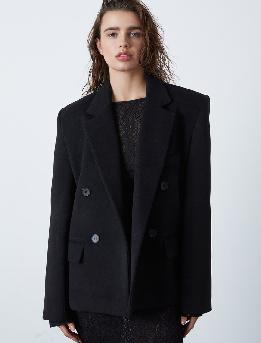 Kruvaze Kaşe Ceket Kruvaze Kaşe Ceket