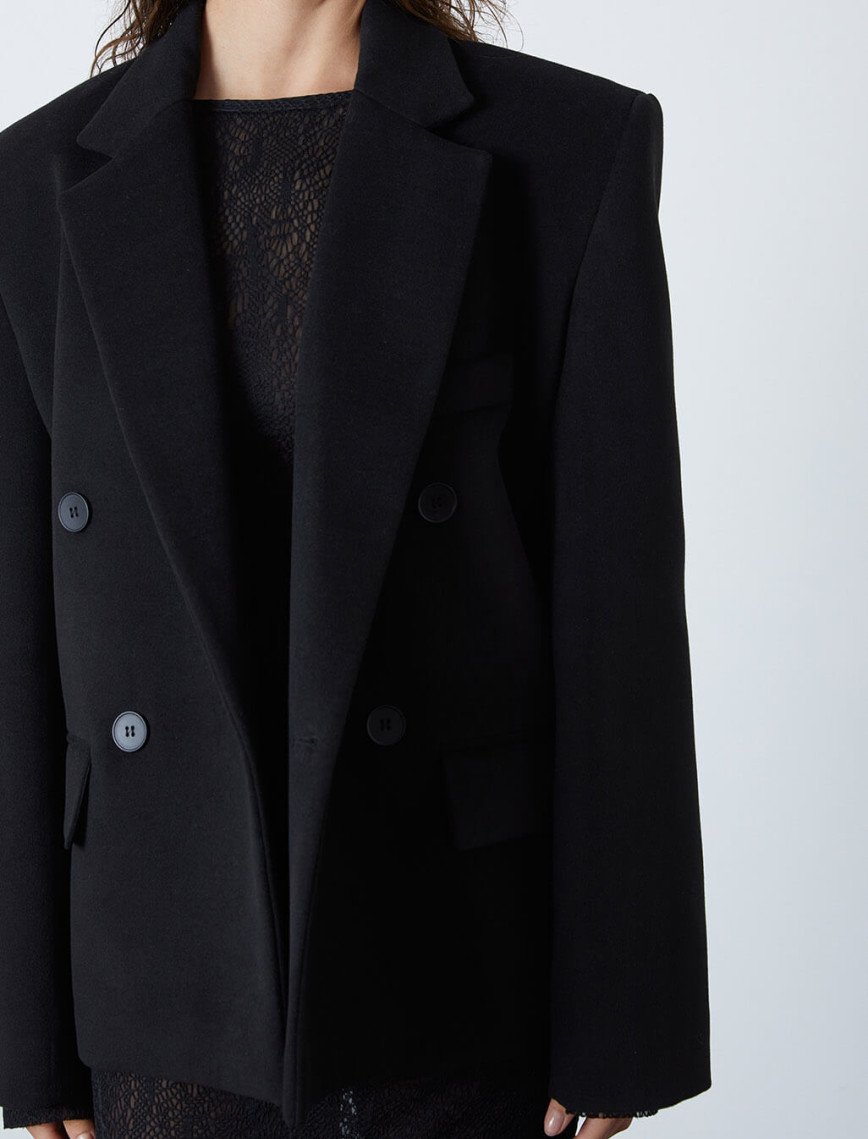 Kruvaze Kaşe Ceket Kruvaze Kaşe Ceket