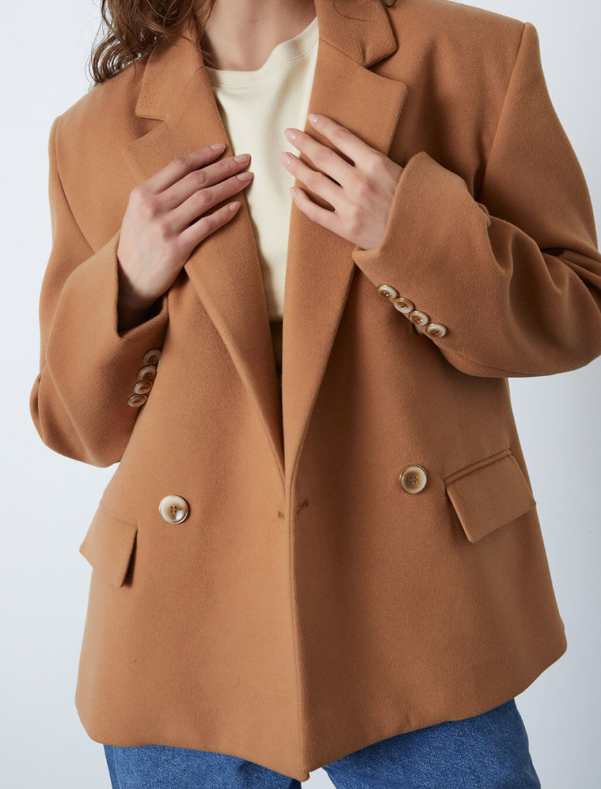 Kruvaze Kaşe Ceket Kruvaze Kaşe Ceket