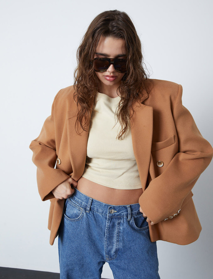 Kruvaze Kaşe Ceket Kruvaze Kaşe Ceket