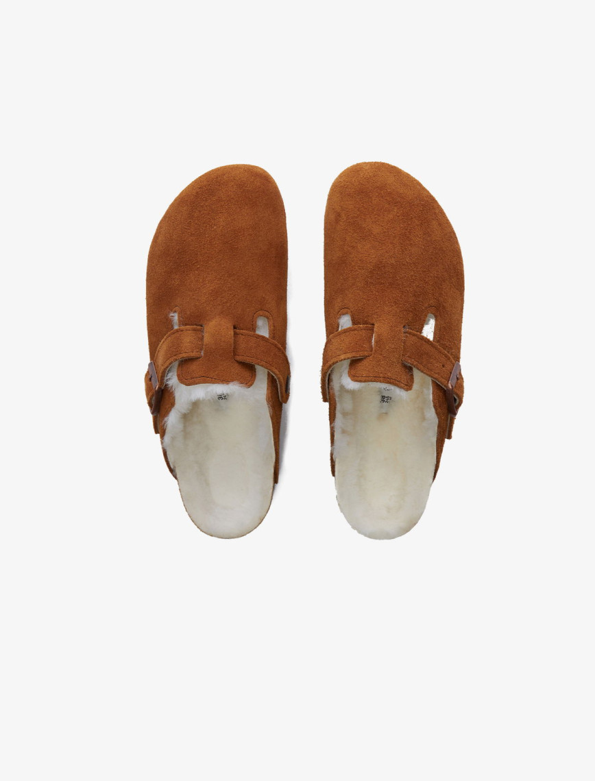 Birkenstock Suede Shearling Unisex Kahverengi Terlik Birkenstock Suede Shearling Unisex Kahverengi Terlik
