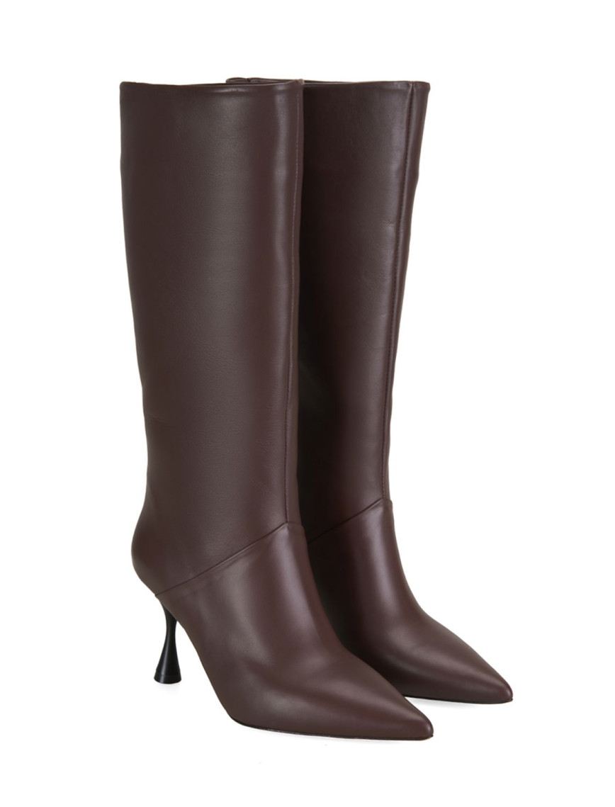 Kadın Kahve Topuklu Deri Çizme Kadın Kahve Topuklu Deri Çizme